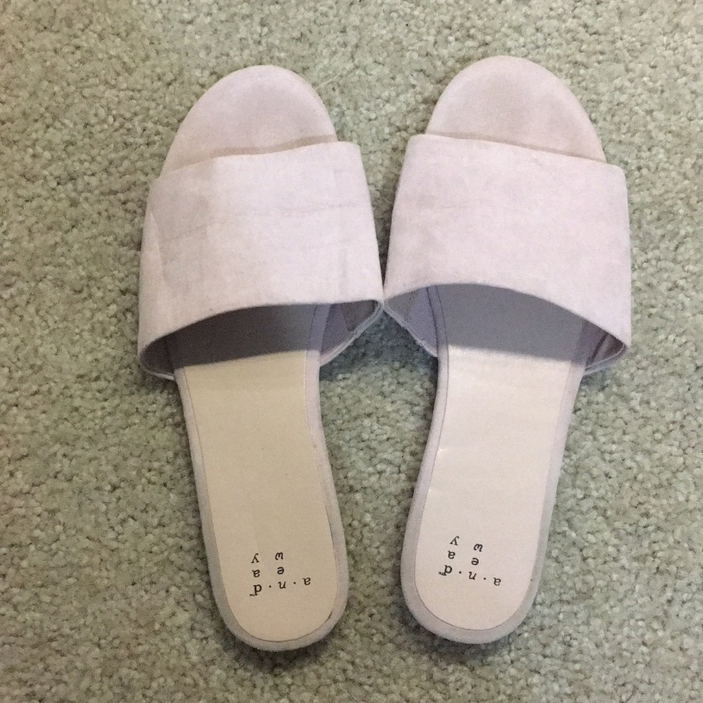 Blush suede slides